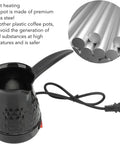 Stainless Steel Turkish Coffee Pot For Home Use 0.5L with 600W heating plate, black textured design, and removable anti-scald handle.