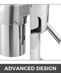 Close-up of USZWBY Heavy Duty Cold Press Electric Juicer 370W Stainless Steel Centrifugal Juice Extractor design details.