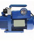 Top Shelf Heavy Duty 250W Vacuum Pump And Dual Manifold Refrigerant Kit With Hella Precise Pressure Gauge, blue motor design.