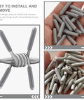 Top Shelf Gray Dishwasher Rack End Caps 50 Pack No Sweat Universal Prong Tip Covers Heavy Duty Plastic shown in hand and on appliance.