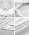 White fabric details of One Piece Women Swimsuit With Removable Padded Cups, Pink Flamingo And Leaves Rash Guard Style, Size X Large