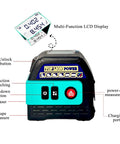 Tough 2IN1 Green Laser Tape Measure 262FT Digital Distance Meter showing multi-function LCD display and buttons for operation.