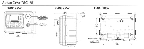 Technical drawing of PowerCore TEC 10 Panel Delivers Boss Level Engine Control With Auto Start Stop Auto Throttle And Fault Display