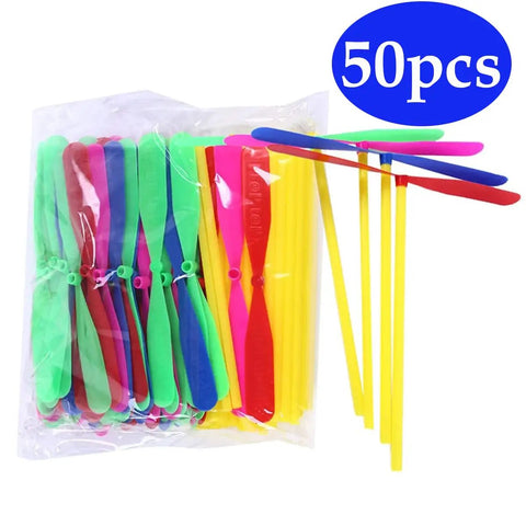Flying Hand Helicopter Toy Set For Kids And Parties, 100 Piece Bundle with colorful propellers and rods visible