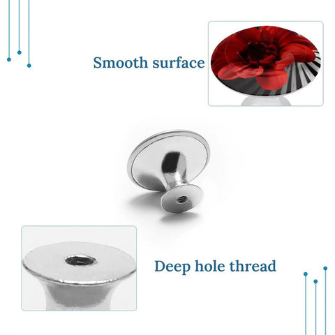 Round Red Flower Cabinet Knobs With Screws For Kitchen And Bathroom Durable Stainless Steel And Aluminum Hardware Easy Install, smooth surface