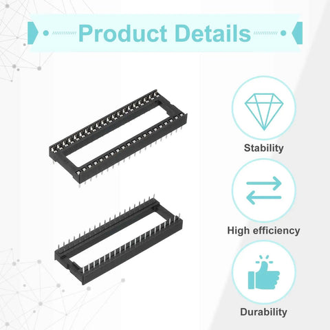 12 Pack DIP IC Socket Adapter Kit 40 Pin 15.24mm Row Pitch 2.54mm 0.1 Inch Pitch Breadboard Friendly For DIY Electronics