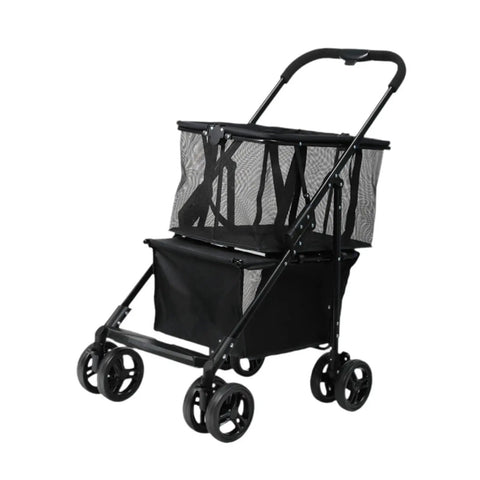 Heavy Duty Folding Utility Cart With Sweet Smooth Glide Swivel Wheels For No Sweat Hauling, featuring mesh sides and sturdy frame.