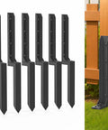 Fix Your Busted Fence Lines Fast With These Dang Solid Cold Rolled Steel Repair Stakes Heavy Duty Post Reinforcement Kit For Leaners And Weak Sections Black 6 Pack displayed with six black steel stakes standing upright.