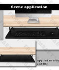 Smooth As Butter Under Desk Keyboard Tray With Heavy Full Extension Slides Wooden Pullout Work Platform For Clearing Desk Clutter Big Upgrade For Streamers Coders And Gamers 30 Inch Black shown in office setup with keyboard and mouse.