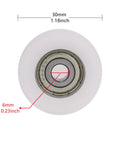 4 Pack U Shape Groove Bearing Pulleys 30x10x6mm Nylon Wheel For Track Sliding Doors And Windows Transmission Parts Durable Double Groove Bearing For Quiet Smooth And Parallel Movement, 30mm outer view