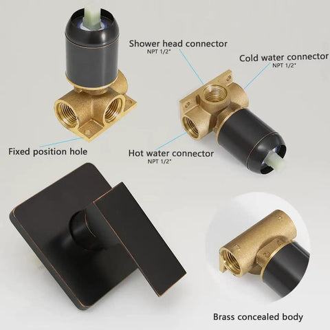 Oil Rubbed Bronze Rain Shower System With 8 Inch Stainless Steel Head, Single Function Faucet Set, Rough In Valve Kit, All In One Luxury Bathroom Spa Upgrade With Strong Water Pressure And Durable Build