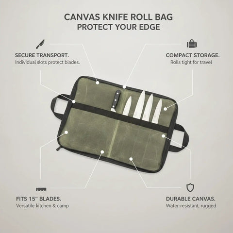 Open Canvas Knife Roll Organizer With Individual Slots Portable Blade Protector Case For Camping And Kitchen Compact Travel