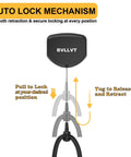 Diagram showing auto lock mechanism of Retractable EV Charger Cable Organizer With Wall Mount Up To Eleven Feet One Touch Rewind