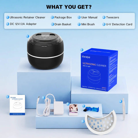 Dope 200ml Sonic Cleaning Pod With 4 Modes And UV Lights 45-52kHz Deep Clean For Retainers Dentures Mouth Guards Aligners Braces Dental Accessories And Jewelry, with box and accessories