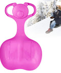 Family Snow Sled For One Person Flexible Cold Resistant PP Toboggan Rose Red with handle and squirrel design
