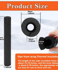 Heavy Duty Black Soft Foam Pipe Insulation Tubing 3 Pack size diagram showing dimensions 15.8 inch by 0.8 inch for thermal protection.