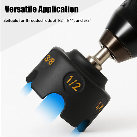Heavy Duty Nut Driver Drill Attachment For Smashing Through Rusted Bolts And Rapid Stripped Nut Extraction Compatible With Standard Impact Drills showing sizes 1/4, 3/8, and 1/2.
