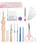 Punch Needle Kit for Adults Beginners With Adjustable Wooden Handle Tools 11 Punch Needle Sizes 8 Poke Needles 9 Big Eye Needles