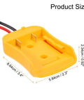 Yellow ABS shell of 20V To 12V Step Down RC Battery Converter Kit with 12AWG wire, size dimensions shown for DIY cars and trucks.