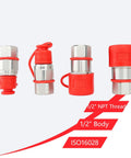 Four Wzytshun 1/2-inch NPT skid-steer hydraulic couplers with red dust caps ISO16028