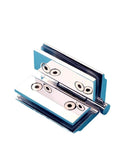 Top Tier Zero Angle 180 Degree Double Acting Glass Door Hinge For Bathroom And Shower Room With Slick Full Swing and Rock Solid Heavy Duty Build Quality For Long Term Use - close-up view.