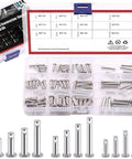 12 Size 304 Stainless Steel Clevis Pins Kit With Flat Head Fasteners M3 M4 M5 Assorted Link Hinge Pins in box