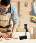 Digital Height Gauge 0 To 150mm With Magnetic Base, Easy Reading LCD In Inches Or Metric shown standing on a workbench.