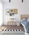 Interior bedroom with Ultra Long Peel And Stick Wallpaper Roll 393 X 17.7 Inches White Vinyl Waterproof Self Adhesive Wall Covering for walls.