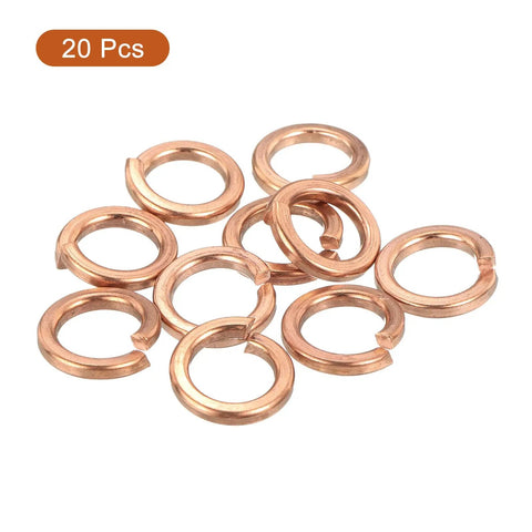 20 Pack Copper Spring Lock Washers M8 Split Lock Washers For Screws Bolts Nuts Inner 8.1 To 8.7 Mm Outer 12.1 To 13.1 Mm