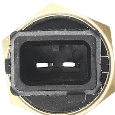 Close-up view of A-Premium coolant temperature sensor with brass body and black plastic connector.