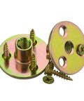 Heavy Duty 64 Pack 3/8 Inch Tee T Nuts With Round Flange Base And Mounting Screws Corrosion Resistant hardware with screws and flange.