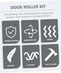 Heavy Duty Barn Door Rollers Kit With Electroplated Stainless Steel Tracks features include optimal material, wear-resistant, strong, durable, no burrs, easy to carry.