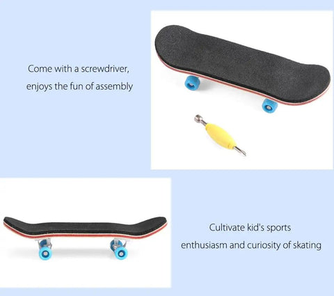 Mini Finger Skateboard With Maple Wood Deck, Deep Concave And High Kick shown with screwdriver for assembly