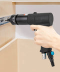 Air Powered Rivet Nut Gun Kit With Quick Change Nose Pieces Pneumatic Rivet Nut Pull Setter in use on metal surface