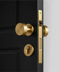 Silent Solid Brass Room Door Lock Handle Knob For Interior Doors Quiet Round Lock Set For Bedrooms And Bathrooms Premium Hardware