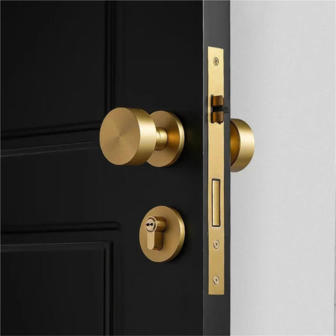Silent Solid Brass Room Door Lock Handle Knob For Interior Doors Quiet Round Lock Set For Bedrooms And Bathrooms Premium Hardware