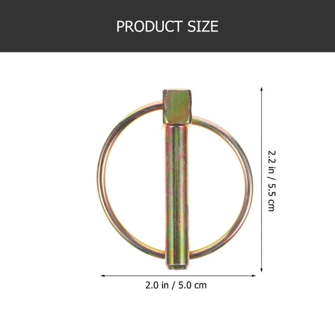 10 Piece Zinc Plated Lynch Pin Kit With Ring 8x45mm shaft locking pin with dimensions 2.2 x 2.0 inches for secure connections