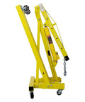 Pro Level 2 Ton Hydraulic Engine Hoist And Folding Cherry Picker Shop Crane With 4000 Lb Capacity side view, yellow color, compact, heavy lifting.