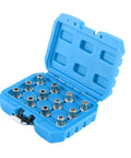 12 Piece Car Spline Bit Set Master Kit With 17mm Wheel Nut Socket in blue case for easy wheel nut removal