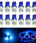 Lit Ice Blue 12V 194 W5W LED Bulb Replacement Kit, 12 Pack, 0.8W Each, 80 Lumens, 5 SMD 5050, Easy Car Interior Lighting