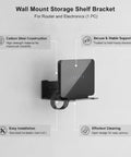 Wall Mounted Floating Shelf Bracket In Carbon Steel For Sturdy Open-Frame Support, 2.4 inch depth, holds electronics, space-saving design