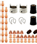 Heavy Duty 48 Pieces Plasma Cutter Consumables Kit For Eastwood Versa 60A Systems featuring electrodes, nozzles, and gas rings.
