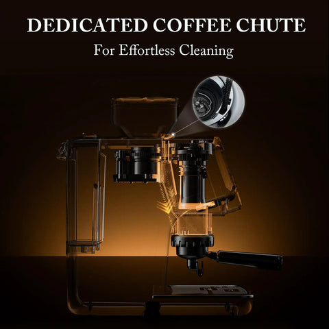 Game Changer Espresso Machine With Built In Grinder And Quick Dairy Frother For Easy Hot To Iced Drinks features dedicated coffee chute for easy cleaning.