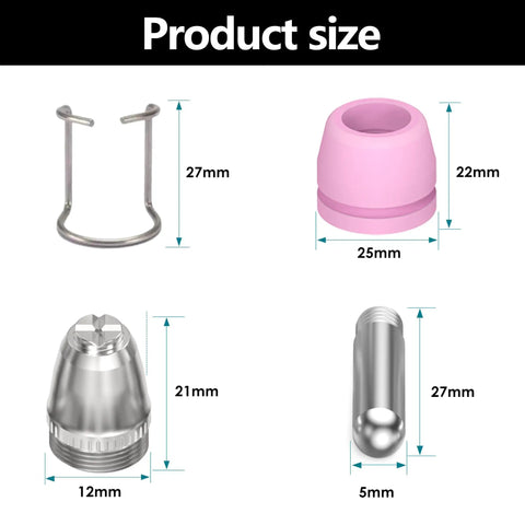 Plasma Cutter Consumables Kit With Tips Nozzles Electrodes Shield Cups And Spacer Guides For 50 To 60A Torches Pro Grade Replacement Set