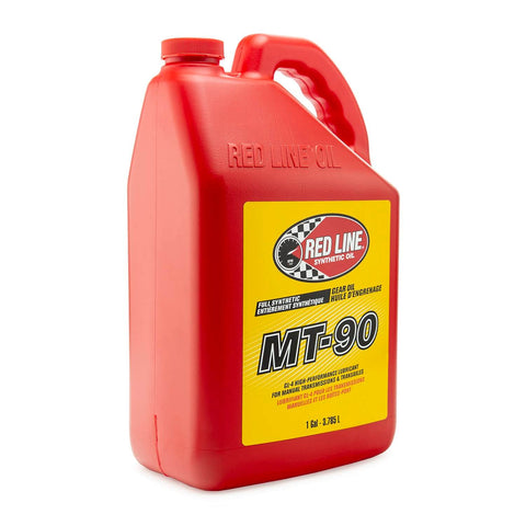 Red Line MT-90 75W-90 GL-4 Manual Transmission And Transaxle Lubricant MTL One Gallon bottle, red container with yellow label