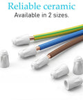 Cobee 36-pack ceramic wire connectors with white porcelain nuts on copper wires with colored insulation