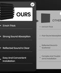 Premium Curved Acoustic Foam Panels 3 Inch Thick Sound Proofing Tiles comparison showing features and installation ease.