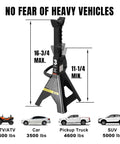 Heavy Duty 3 Ton Steel Jack Stands Pair Built Tough For Cars And Light Trucks 6000 Lb Capacity With Forged Steel Welded Frame