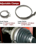 Go To CV Joint Axle Boot Clamp Pliers Tool With 20 Crimp Bands, showing small and large stainless steel clamps with sizes