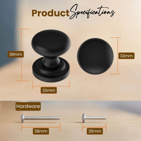 10 Pack Black Cabinet Knobs And Bun Drawer Pulls For Kitchen Cabinets And Dressers, Solid Cast Iron 3.75 Inch Cupboard Handles